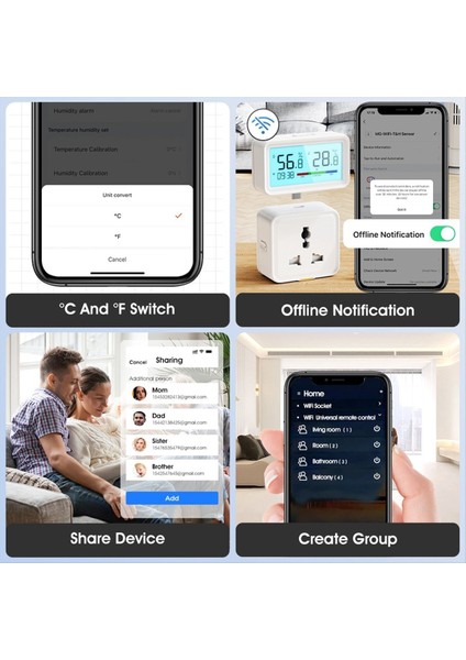 Tuya Akıllı Wifi Sıcaklık ve Nem Sensörü Kablosuz Termometre Higometresi LCD Evli Uzak Bağlantı Alarmı- A (Yurt Dışından) fiyatları