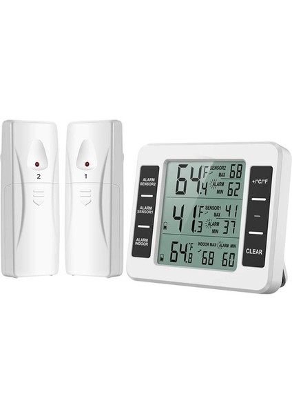 Kablosuz Buzdolabı Termometresi Dijital Dondurucu Termometre Sıcaklık Monitörü Kapalı Dış Mekan Için 2 Sensörle (Yurt Dışından)