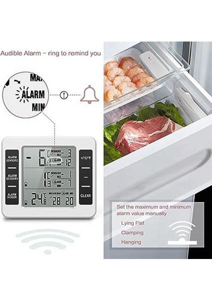 Kablosuz Buzdolabı Termometresi Dijital Dondurucu Termometre Sıcaklık Monitörü Kapalı Dış Mekan Için 2 Sensörle (Yurt Dışından) indirimleri
