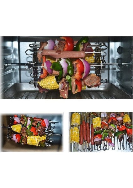 304 Paslanmaz Çelik Dönen Izgara Şişleri Barbekü Izgara Kafesi Hava Fritöz Kuzu Şişeleri Izgara Elektrikli Fırın Aksesuarları 25CM (Yurt Dışından) indirimleri