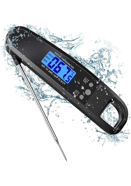 Anında Okuma Et Termometresi Izgara ve Pişirme Arka Işık ve Kalibrasyonlu Su Geçirmez Termometre - Siyah (Yurt Dışından) fiyatları