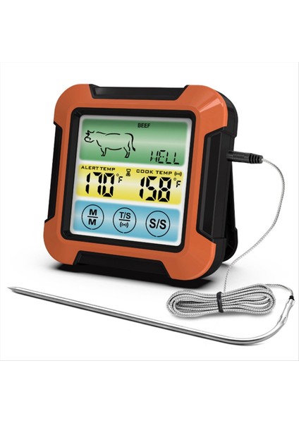 Barbekü Pişirme Gıda Termometresi Su Geçirmez Barbekü Fırın Pişirme Izgara Termometresi Zamanlayıcı ile Pişirme Için Sıcaklık Alarmı (Yurt Dışından)