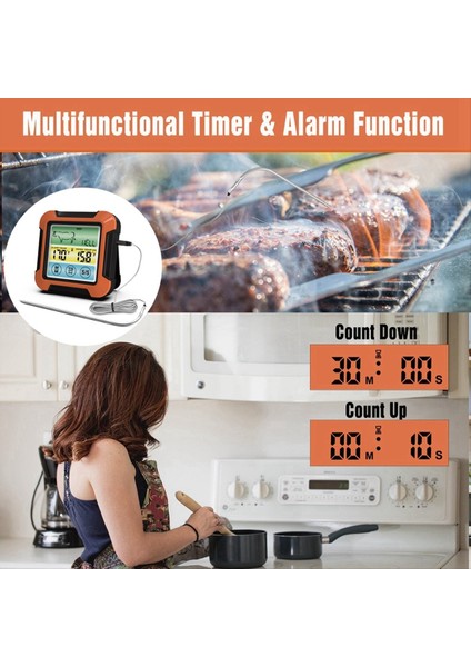 Barbekü Pişirme Gıda Termometresi Su Geçirmez Barbekü Fırın Pişirme Izgara Termometresi Zamanlayıcı ile Pişirme Için Sıcaklık Alarmı (Yurt Dışından) fırsatları
