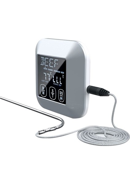 Dijital Dokunmatik Ekran Mutfak Termometresi Et Kümes Hayvanları Balıkları Uzun Kablolu Prob Kızartma Tavada Pişir (Yurt Dışından)