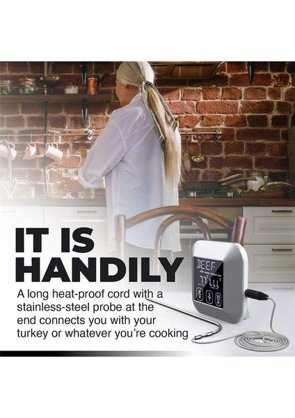 Dijital Dokunmatik Ekran Mutfak Termometresi Et Kümes Hayvanları Balıkları Uzun Kablolu Prob Kızartma Tavada Pişir (Yurt Dışından) modelleri
