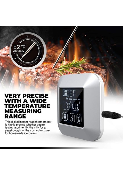 Dijital Dokunmatik Ekran Mutfak Termometresi Et Kümes Hayvanları Balıkları Uzun Kablolu Prob Kızartma Tavada Pişir (Yurt Dışından) indirimleri