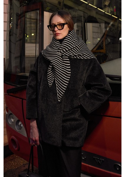 Çift Yönlü Çizgili Fular Atkı Siyah fiyatları