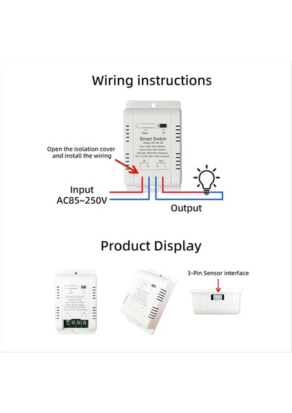 1m Sensör Ewelink Smart Wifi 20A Termostat Sıcaklık Anahtarı (Yurt Dışından)