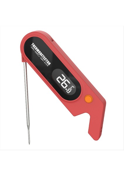 Paslanmaz Çelik Barbekü Gıda Et Dijital Termometre Anında Okuma Mutfak Yemek Dijital Et Termometresi Kırmızı (Yurt Dışından)