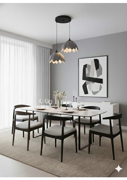 Lotus Görünümlü Modern ve Şık 2 Li Avize Beyaz ( Ampul Hediyeli)