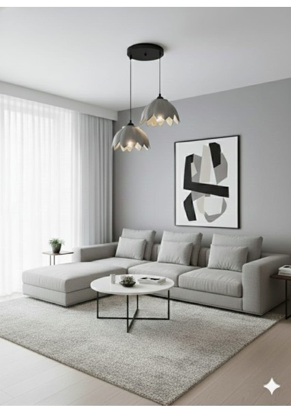 Lotus Görünümlü Modern ve Şık 2 Li Avize Beyaz ( Ampul Hediyeli) fiyatları