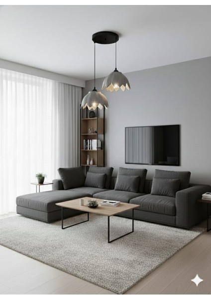 Lotus Görünümlü Modern ve Şık 2 Li Avize Beyaz ( Ampul Hediyeli) modelleri