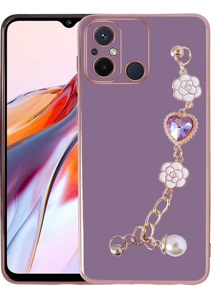 Xiaomi Redmi 12C Kılıf El Tutamaçlı Kamera Korumalı Vlmt Taka Silikon Kapak-Mor