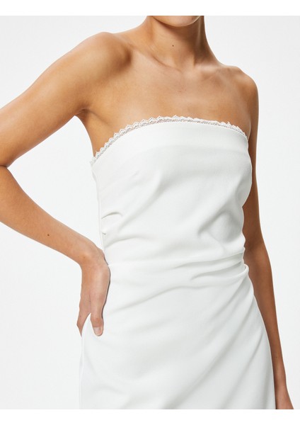 Straplez Mini Elbise Krep Scuba Kumaş indirimleri