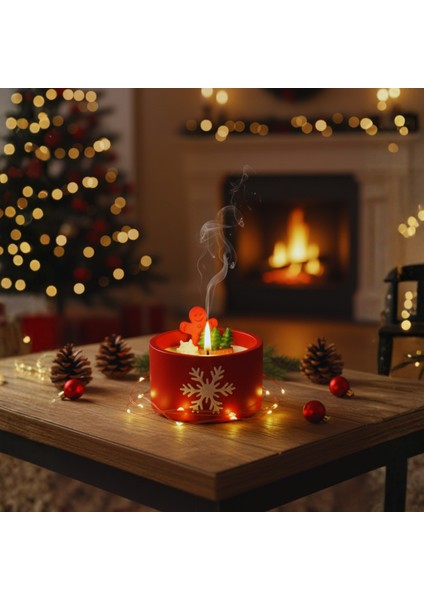 El Yapımı Yılbaşı Temalı Okyanus Kokulu Kış Diyarı Mum – Kar Tanesi Kabartmalı Özel Tasarım