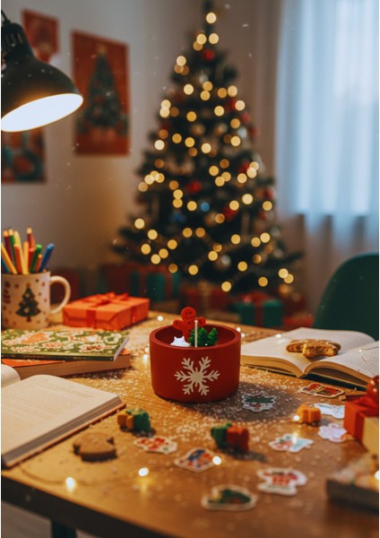 El Yapımı Yılbaşı Temalı Okyanus Kokulu Kış Diyarı Mum – Kar Tanesi Kabartmalı Özel Tasarım fiyatları