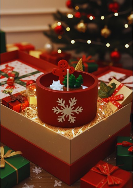 El Yapımı Yılbaşı Temalı Okyanus Kokulu Kış Diyarı Mum – Kar Tanesi Kabartmalı Özel Tasarım fırsatları