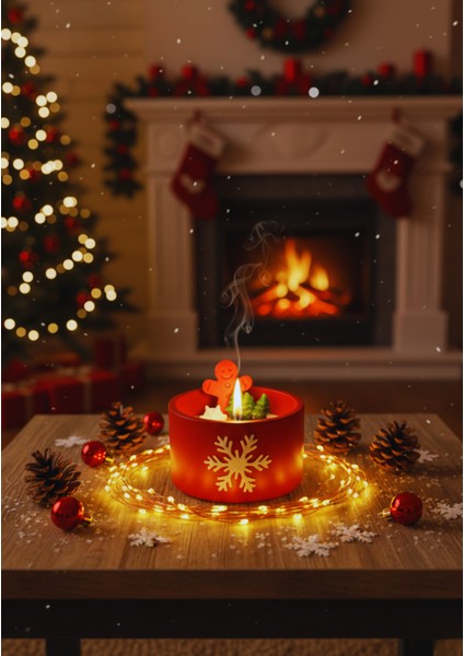 El Yapımı Yılbaşı Temalı Okyanus Kokulu Kış Diyarı Mum – Kar Tanesi Kabartmalı Özel Tasarım