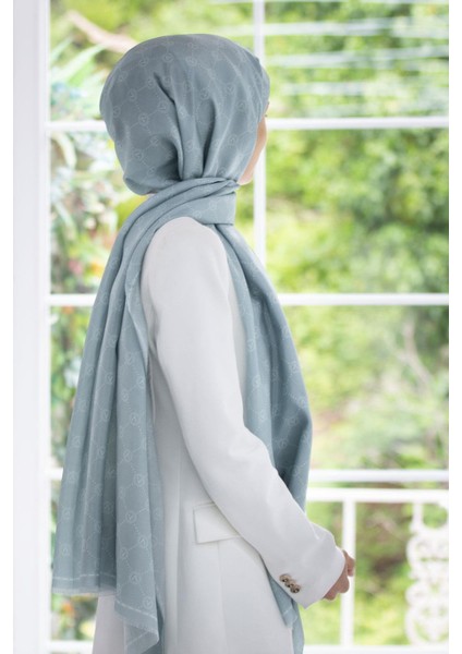 % 100 Ipek V Logo Desenli Mint Yeşili Renkli 90X210 Şal