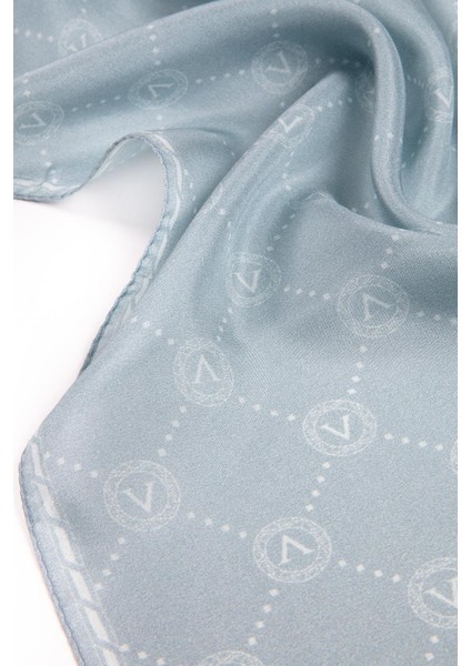 % 100 Ipek V Logo Desenli Mint Yeşili Renkli 90X210 Şal modelleri