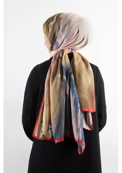 Süvari Şal Soyut Desenli Nar Çiçeği Renkli 75X210 Şal Italyan Dikişli
