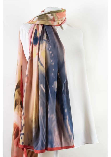 Süvari Şal Soyut Desenli Nar Çiçeği Renkli 75X210 Şal Italyan Dikişli fiyatları