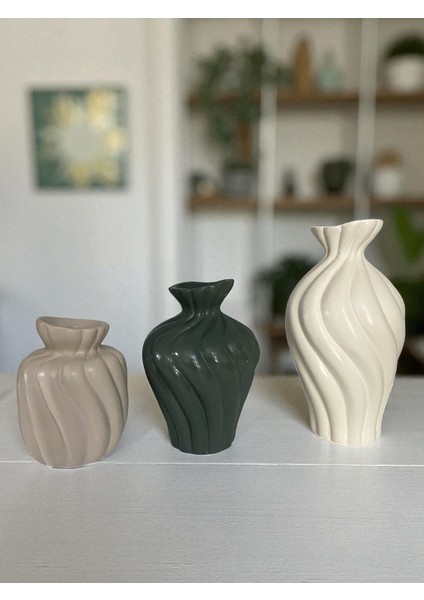 Bohem Dalga Formlu Dekoratif 3’lü Vazo Seti fiyatları