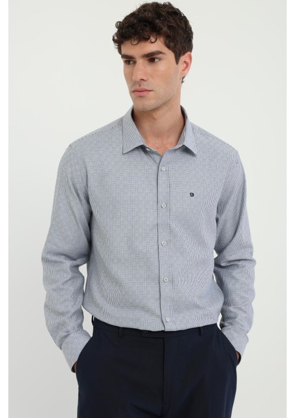 Mavi Erkek Slim Fit Çizgili Brent Yaka Uzun Kol Gömlek modelleri