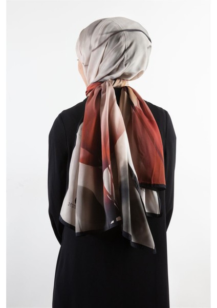 Süvari Şal Çiçek Desenli Bordo - Siyah Renkli 75X210 Şal Italyan Dikişli