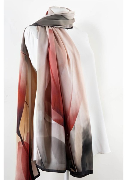 Süvari Şal Çiçek Desenli Bordo - Siyah Renkli 75X210 Şal Italyan Dikişli fiyatları