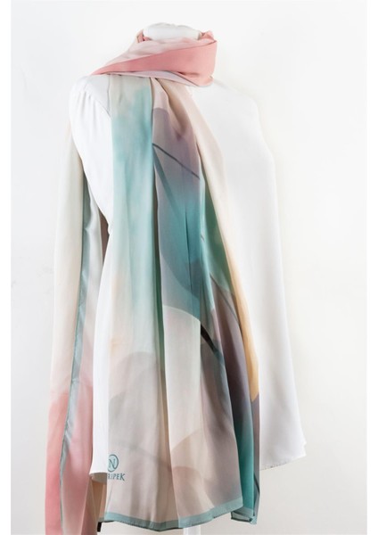 Süvari Şal Çiçek Desenli Turkuaz - Limon Sarısı Renkli 75X210 Şal Italyan Dikişli