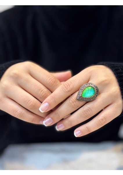 Renk Değiştiren Damla Bronz El Işçiği Tasarım Yüzük fiyatları