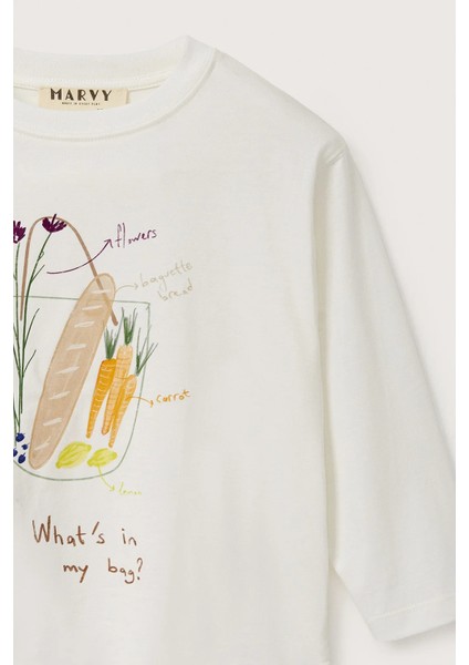 Alışveriş Çantası Baskılı Uzun Kollu Tshirt