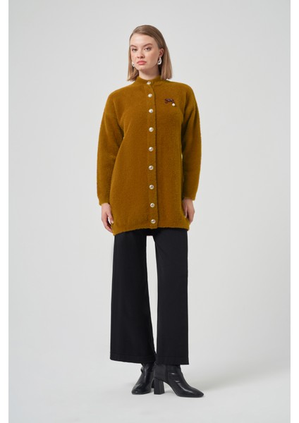 Düğme Detay Angora Hırka 7005 Tarçın fiyatları