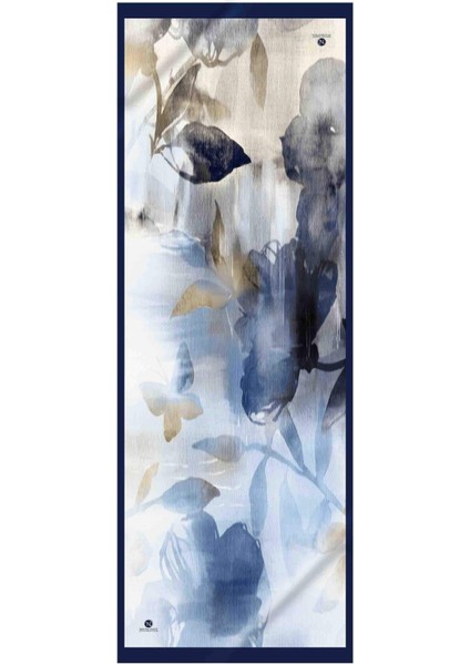 Süvari Şal Çiçek Desenli Lacivert - Bej Renkli 75X210 Şal Italyan Dikişli modelleri