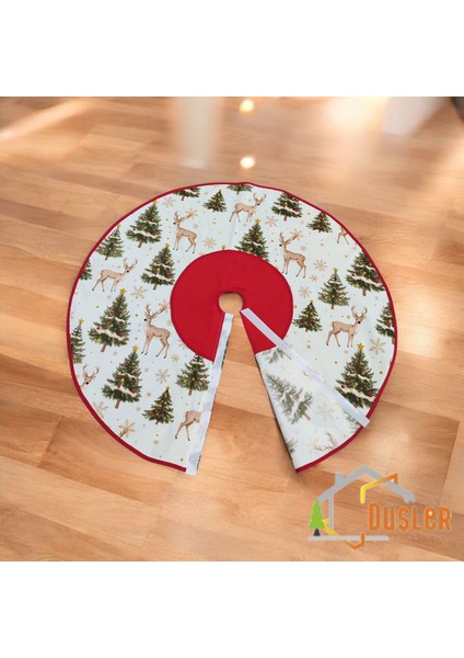 Krem Çam Ağacı ve Geyikli Yılbaşı Ayak Halısı, Yılbaşı Ağacı Altı Örtüsü, Yeniyıl Çam Ağacı Eteği Yıkanabilir fırsatları
