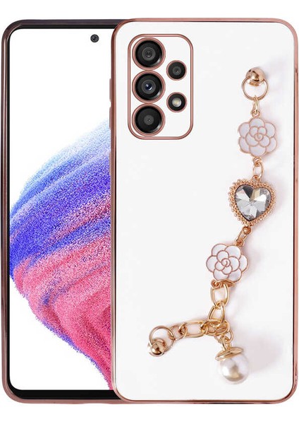 Galaxy A53 5g Kılıf El Tutamaçlı Kamera Korumalı Vlmt Taka Silikon Kapak-Beyaz
