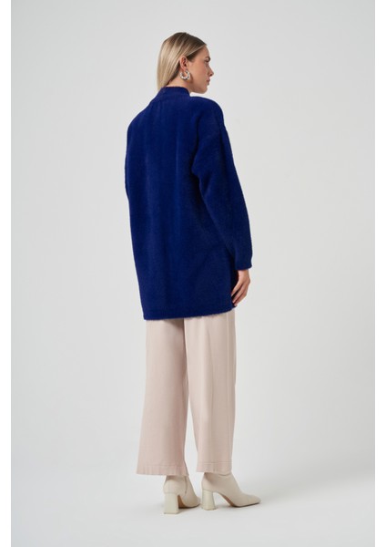 Düğme Detay Angora Hırka 7005 Saks modelleri