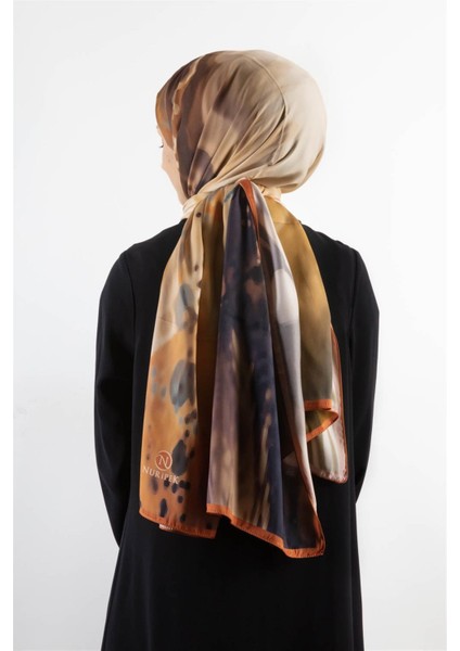 Süvari Şal Soyut Desenli Somon Renkli 75X210 Şal Italyan Dikişli