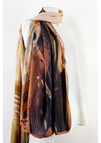 Süvari Şal Soyut Desenli Somon Renkli 75X210 Şal Italyan Dikişli fiyatları