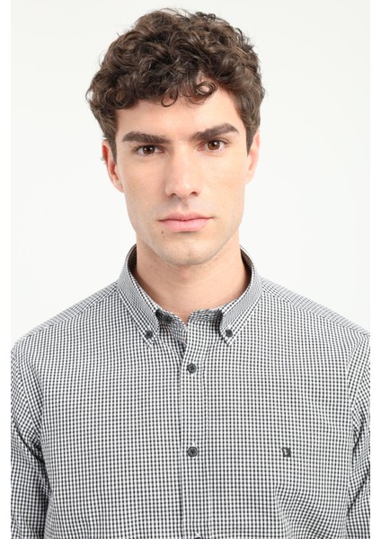 Siyah Çizgili Regular Fit Erkek Gömlek