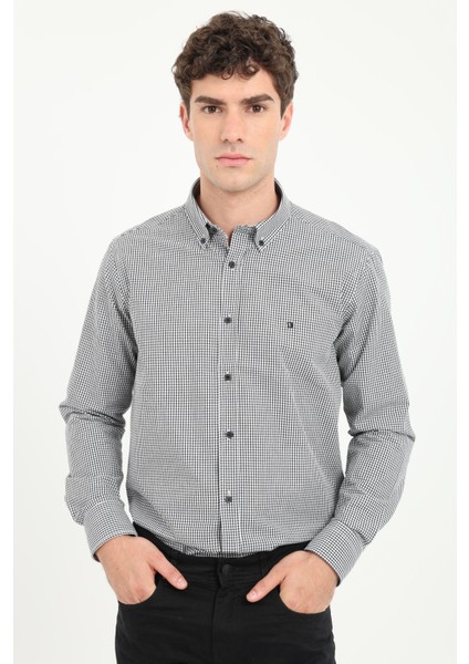 Siyah Çizgili Regular Fit Erkek Gömlek fiyatları