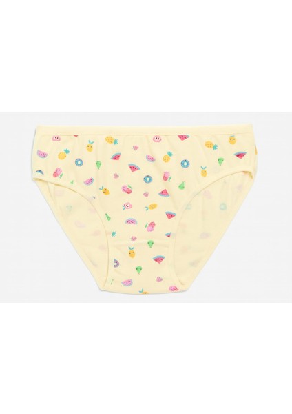 %96 Pamuk 3’lü Sarı Kız Çocuk Külot – Renkli Meyve Baskılı