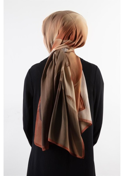 Süvari Şal Batik Desenli Vizon - Taba Renkli 75X210 Şal Italyan Dikişli