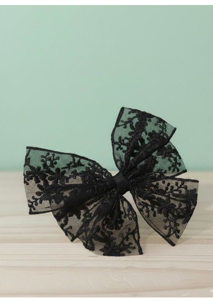 Işlemeli Dantel Tül Fiyonk Saç Tokası