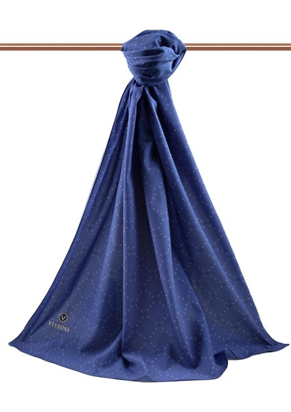 Lüks Medine Ipeği V Desenli Indigo Renkli 75X195 Kırışmaz Şal Moss Krep Dikiş Tipi Italyan Dikişli fiyatları