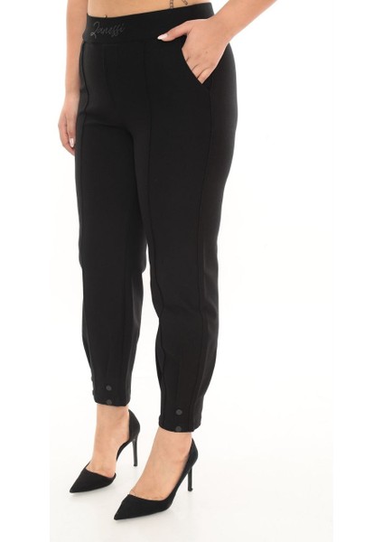 Büyük Beden Toparlayıcı Yüksek Bel Mom Paça Detaylı Örme Kadın Pantolon