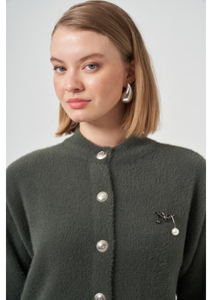 Düğme Detay Angora Hırka 7005 Füme fiyatları