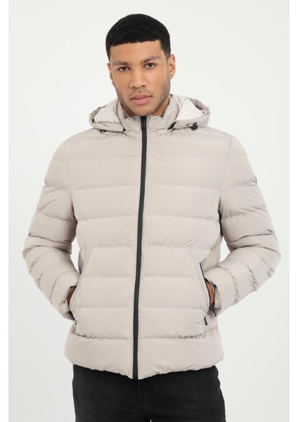 Taş Slim Fit Şişme Kapüşonlu Erkek Mont modelleri
