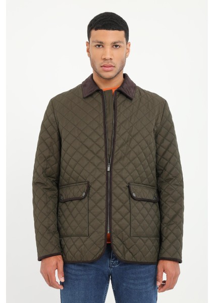 Haki Erkek Slim Fit Şişme Klasik Yaka Mont